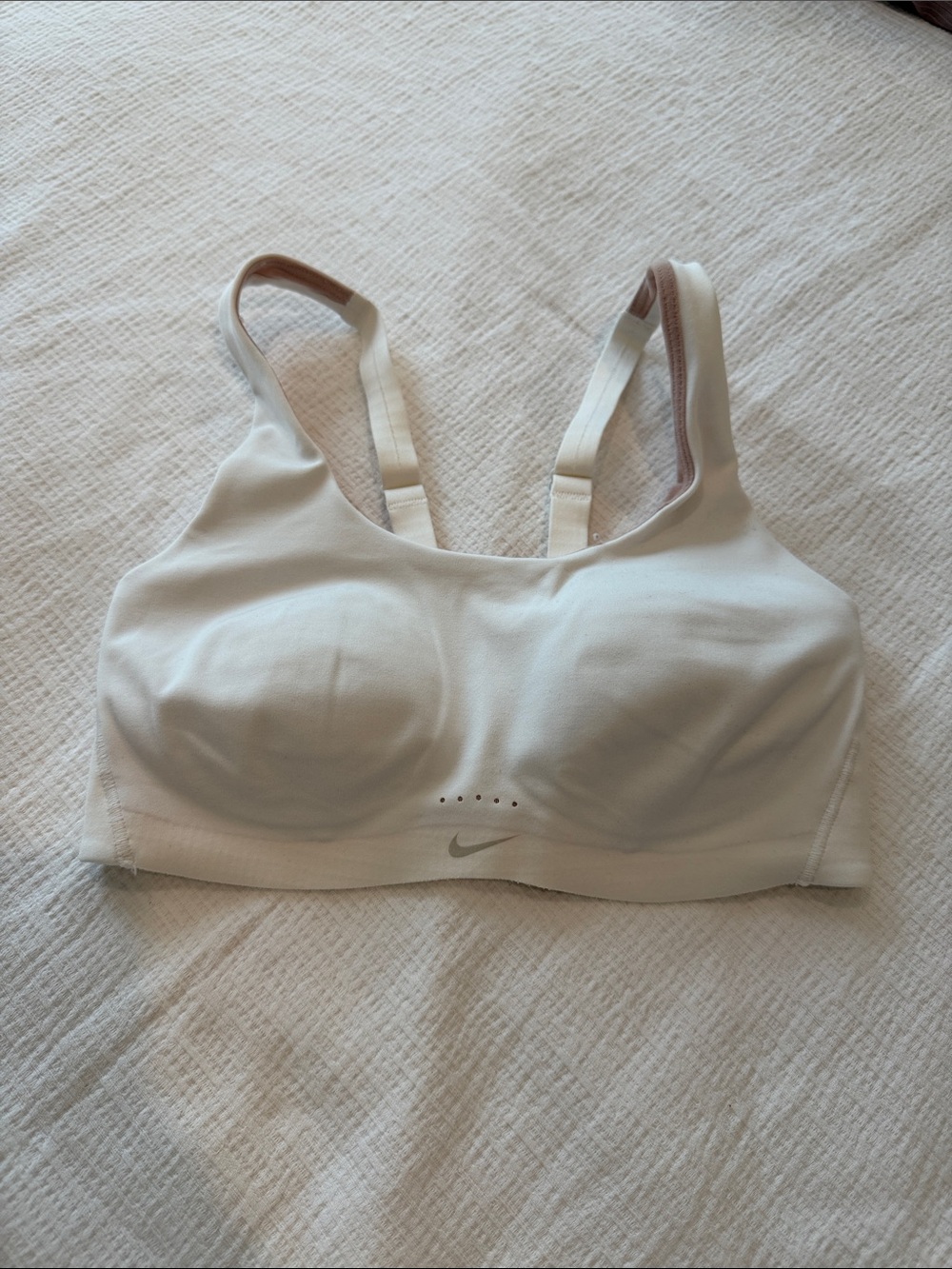 Nike Cream-White Padded Sports Bra with Adjustable Straps
